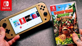 Donkey Kong Country Returns HD Unboxing \u0026 Gameplay Nintendo Switch Lite