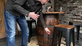 Mystic Barrels Deluxe Whiskey Barrel Table \u0026 Cabinet