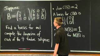 Computing the Four Fundamental Subspaces | MIT 18.06SC Linear Algebra, Fall 2011