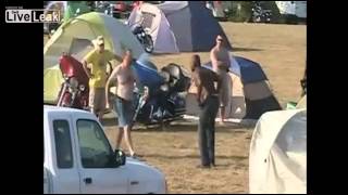 White Biker Fights Black Man At Biker's Beach Picnic