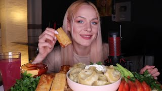 MUKBANG | Манты, блины с сыром и мясом | dumplings, pancakes не ASMR