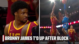 Bronny James gets TECHNICAL FOUL after monster block vs. UCLA | ESPN College Basketball
