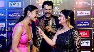 Actress Kavya Sha & Chaithra J Achar's Non-Stop Fun At SIIMA Red Carpet