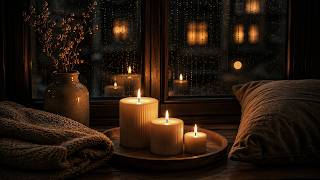 Rainy Window Night 🌧️ Soft Piano & Warm Candlelight for Deep Sleep