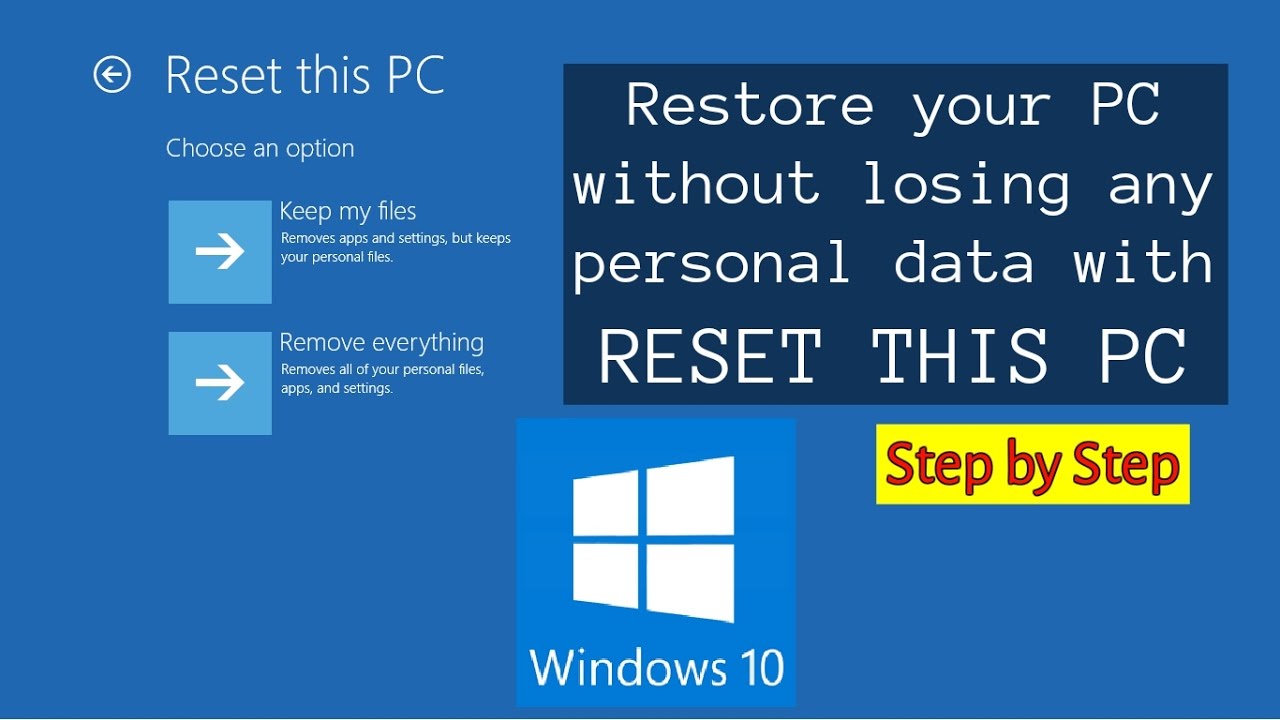 WINDOWS 10 | How To Reset PC With KEEP MY FILES And Safe All Files ...