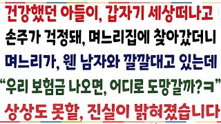 (반전신청사연)건강했던 아들이 갑자기 세상 떠나고 손주가 걱정돼 며느리 집에 찾아갔더니 \