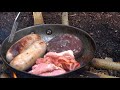 campfire cooking bushcraft breakfast