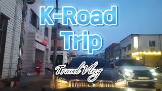 Korea road trip. Enjoy the roads on a dark day as the winter evening sunset sets