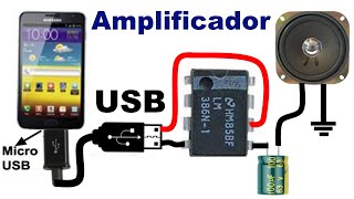 🔊Amplificador de Audio USB de 5 voltios usando LM386 📻