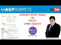 Export HTML Table to Excel using jQuery in ASP.Net Core Razor Pages