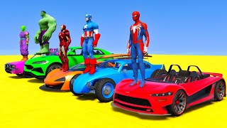 GTA V Superheroes Crazy Race Challenge with Super Cars | GTA 5 Spiderman Car Stunt Race #7