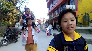 Dipsana and sister's first day school-to-day school👫👫 दिप्सना र बहिनीको आज पहिलो दिन स्कुल गयो 🤗🤗🤗🤗