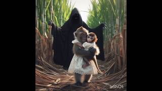 monkey mom and baby in scary sugarcane farm #monkey #monkeybabby #scary #bhoot #ghost #shorts