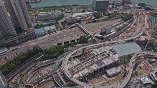 aerial view of eastern harbour crossing and tseung