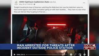 Kearney cop watcher arrested for terroristic threats after incident outside police station