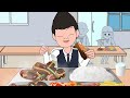 school lunch mukbang galbi jjim bibimmyeon animation asmr