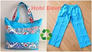 DIY Daily Tote Bag From Old Pants,Very Easy Making,Pantolondan Kolay Çanta Yapılışı,Muhteşem Dönüşüm