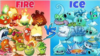 All Plants Team FIRE vs ICE - Who Will Win? - PvZ 2 Team Plant Vs Team Plant