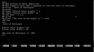 Program to Find Area of a Rectangle | GW BASIC Programming Tutorial