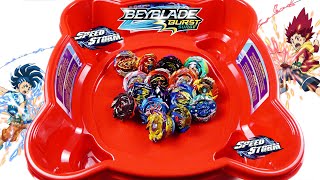 NEW BEYBLADE BURST SPEEDSTORM RED STADIUM ARENA REVIEW + QR CODE + MARATHON!