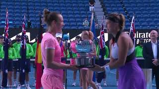 AO tennis grandslam women's doubles champion 2021 E.mertens and Sabalenka A