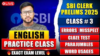 SBI CLERK Prelims Paper English | Exact Clerk Level Practice Class -3 | SBI Clerk PYQs | Varun Sir