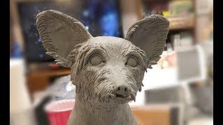 Making An Animal - Dog In Wet Clay. Sculpture By Artsy Soul Edrian Thomidis