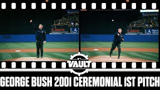 President George Bush throws an emotional ceremonial first pitch of Game 3 of th