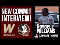 FSU Football Recruiting | Former Alabama RB Roydell Williams talks commitment | Warchant TV #FSU