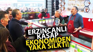 Özgür Özel Erzincan'da esnaf ziyareti yaptı! Girdiği kasap, fiyatlardan yaka silkti!