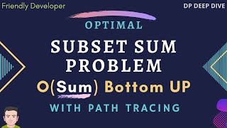 Subset Sum Problem | O(Sum) with Solution Set | 🚀 Optimal Bottom Up way | DP Deep Dive 👨💻