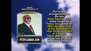Peter Damian John ~ Short Obituary