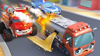 Tanker Truck is Leaking Oil | 🚒🚓Rescue Team | Monster Cars | Kids Songs | Kids Cartoon | BabyBus