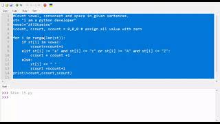 count the vowel consonent and space from string code diagnosis