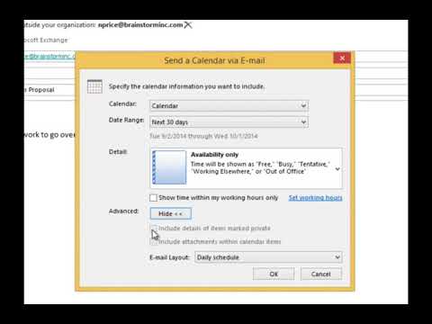 How to insert your outlook calendar into an email