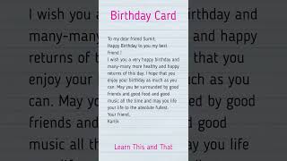 birthday card writing in English| Happy Birthday's wishes| Birthday Letter