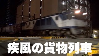 【貨物列車】疾風の貨物列車 全32本　素晴らしいジョイント音が響く田沼街道踏切！　モーター音もジョイント音も最高レベルの大迫力　Powerful freight train