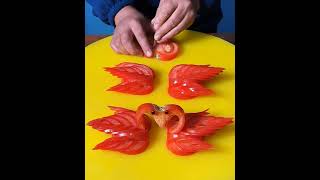 Tomato Carving Art: Edible tomato Swan : Goose Carving From Freshy Tomato #shorts