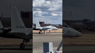 The pursuit  plane F-15 of JASDF moving for takeoff in Nagoya Airport！自衛隊の戦闘機F-15が名古屋空港で移動！2/2 2023