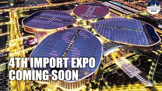 DRONE: Exhibition venue lights up for 4th China Int'l Import Expo #CIIE