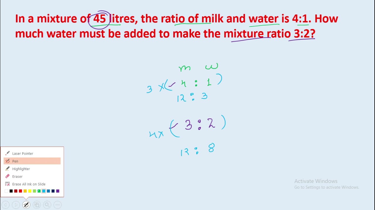 In A Mixture Of 45 Litres, The Ratio Of Milk And Water Is 4:1. How Much ...