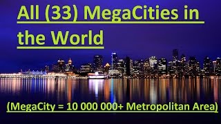 All (33) MegaCities(10 000 000+) in the World