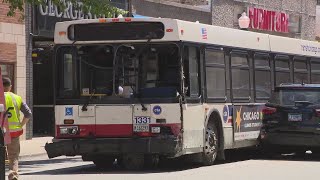 Surveillance video shows CTA bus crashing into theater, vehicles