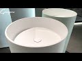 35 Stone Resin Circular Pedestal Sink with Faucet——Solid Surface Pedestal Bathroom Sink Basin