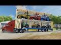 Transport of Colored Tractors on Double Trailer - Truck Trailer Double Decker LS22