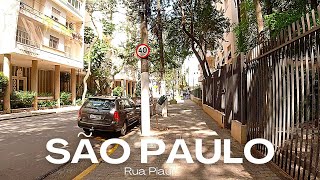 [4K] Walking in Sao Paulo | RUA PIAUÍ, no bairro nobre de HIGIENÓPOLIS, na região central da cidade