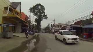 Driving into the town of Khanom, Thailand on my motor bike