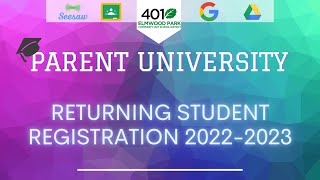 Returning Student Registration | Parent University