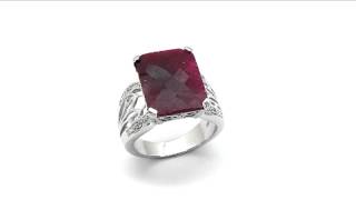 Johareez 12.74CTW Dyed Ruby \u0026 White Topaz .925 Sterling Silver Ring