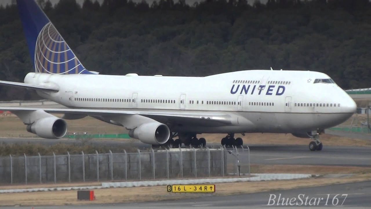 United Airlines Boeing 747-400 (N199UA) Landing And Taxiing At NRT/RJAA ...